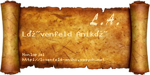 Lövenfeld Anikó névjegykártya
